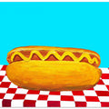 Hot Dog With Mustard Red Check Blue