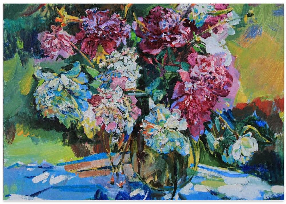 White and pink peonies