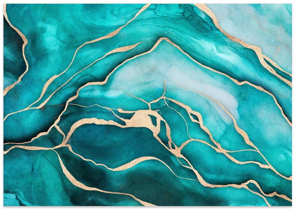 Turquoise Teal Marble Glam