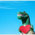Art Prints of Tyrannosaurus Rex with a Red Paper Heart