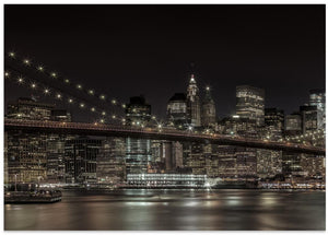 Art Prints of MANHATTAN SKYLINE & BROOKLYN BRIDGE Idyllic Nightscape