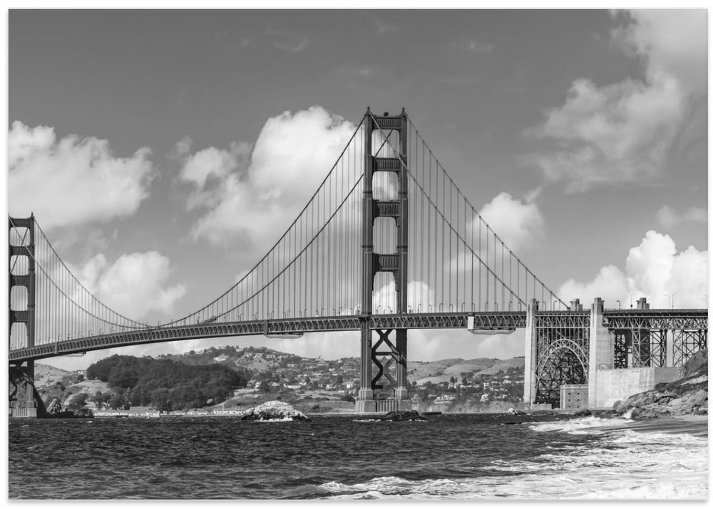 GOLDEN GATE BRIDGE Baker Beach Panoramic View | Monochrome