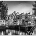 Art Prints of AMSTERDAM Idyllic impression from Singel - Monochrome