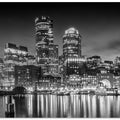 Art Prints of BOSTON Fan Pier Park & Skyline in the evening - Monochrome Panoramic