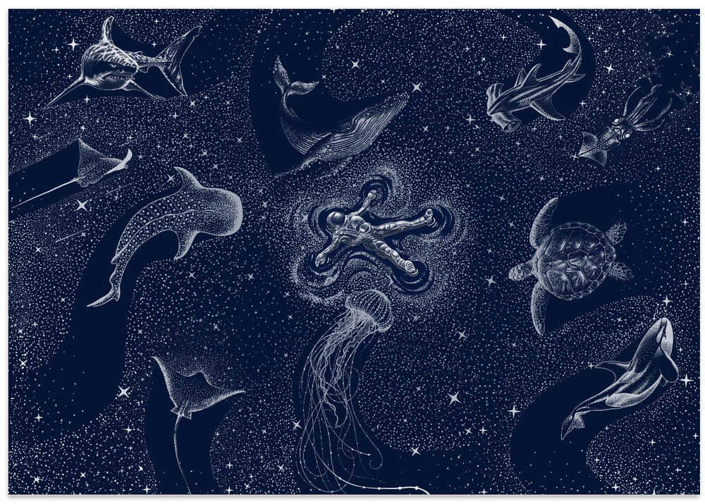 Cosmic Ocean With Astronaut