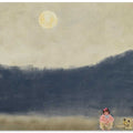 Girl and Dog Under Moonlight