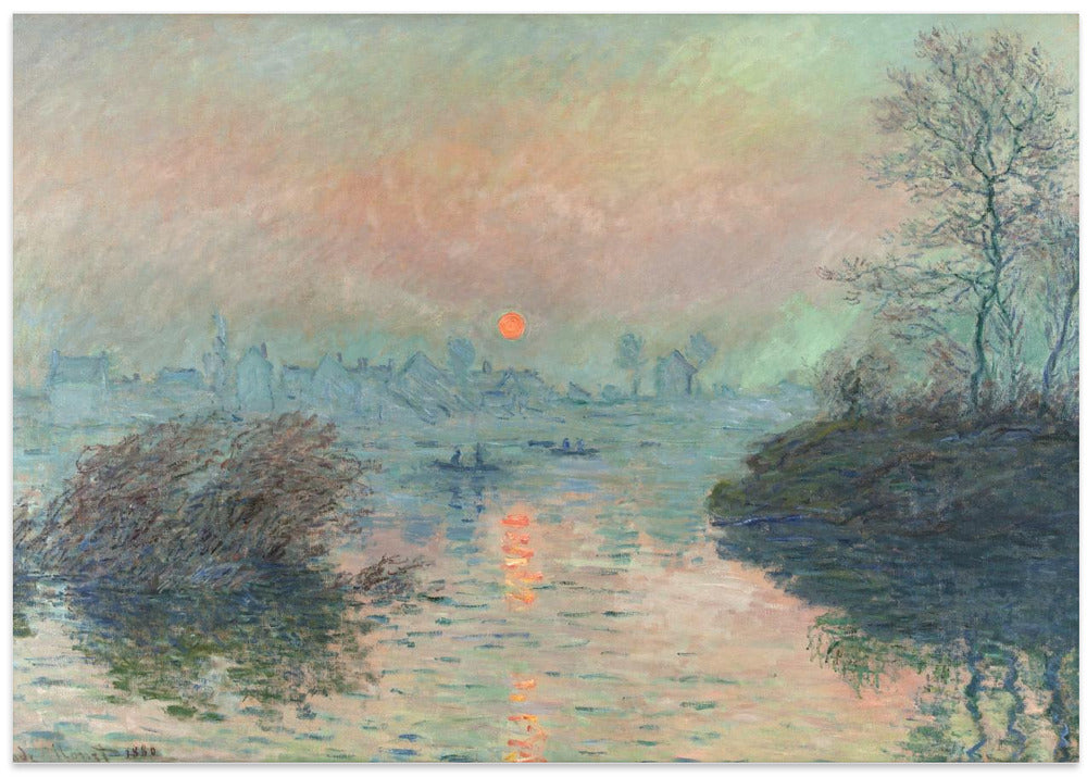 Sun Setting On the Seine At Lavacourt (1880) Claude Monet