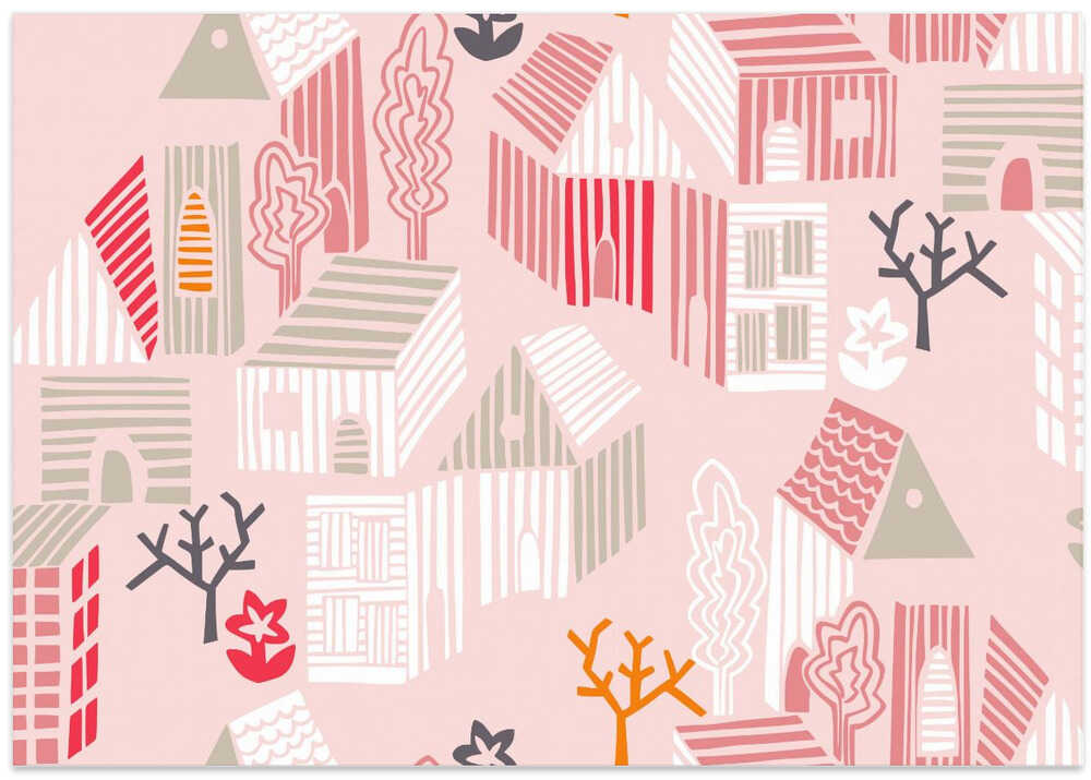 City life neighborhood pearl pink pattern
