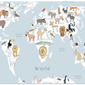 Illustrated Map of the World with Cute Animals