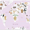 Illustrated Map of the World with Cute Animals