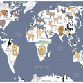 Illustrated Map of the World with Cute Animals