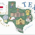 Texas State Map by Illustrated by Artist Carla Daly