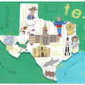 Texas State Map Illustration by Map Artist Carla Daly