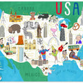 Illustrated Map of the USA by Artist Carla Daly