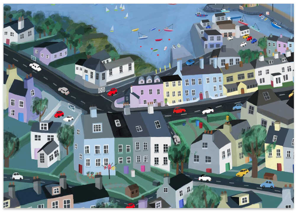 Beautiful Dunmore East, Ireland illustrated by Artist Carla Daly