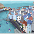 Aerial View of Staithes, United Kingdom by Artist Carla Daly
