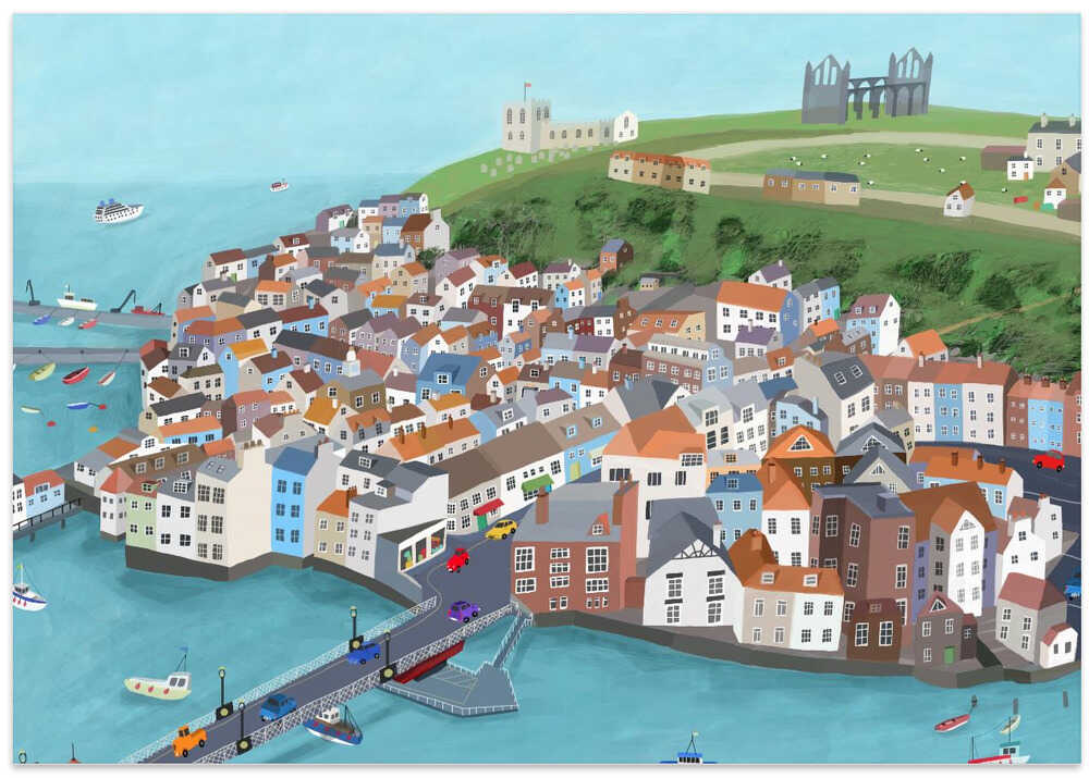 Aerial View of Beautiful Whitby by Artist Carla Daly