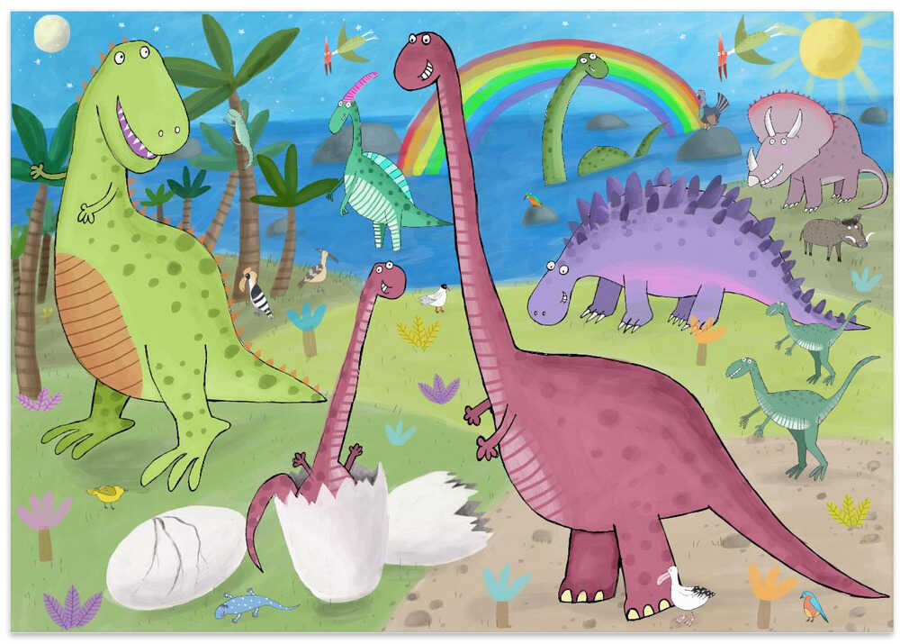 Cute Dinosaur in the Jurassic Park by Artist Carla Daly