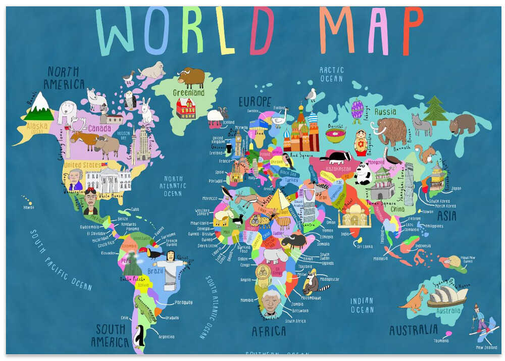 Our World Illustrated Map for Kids