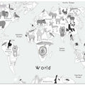World Map Black White 30x40