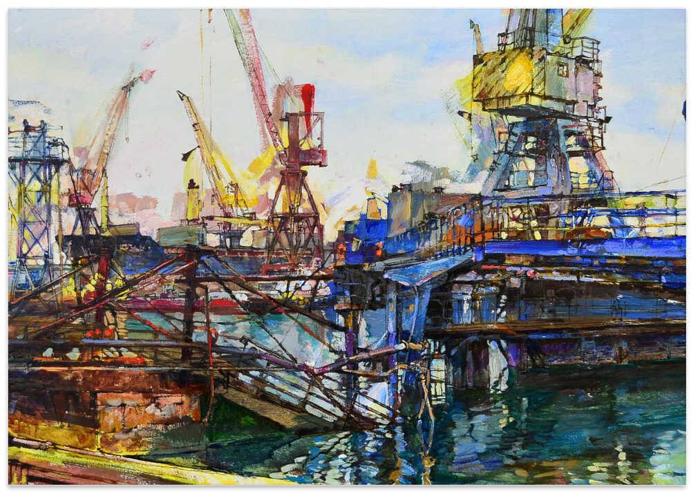 Ship repair plant, seascape