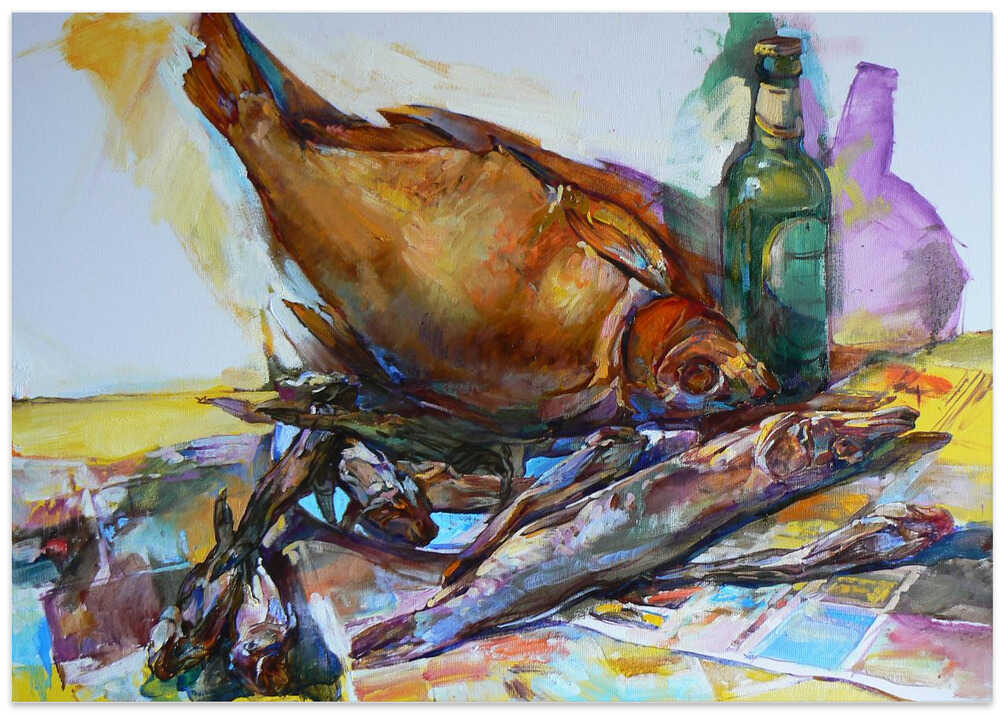 Still life with dried fish