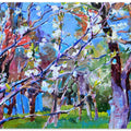 Spring Forest Scene With Blossoming Trees