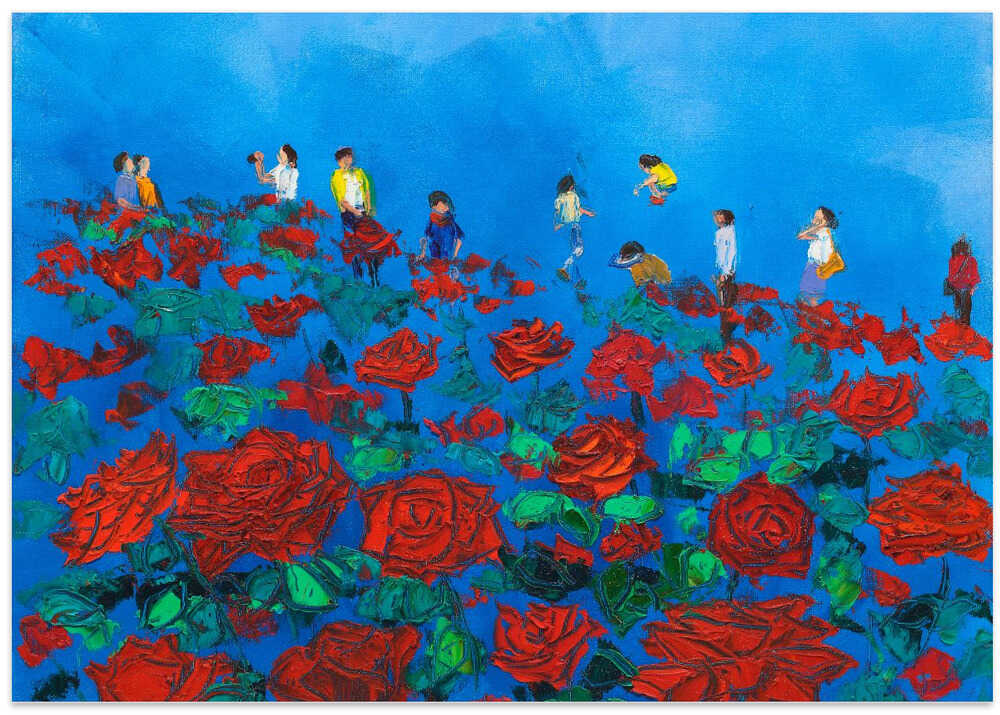 Rose Garden Oil On Canvas