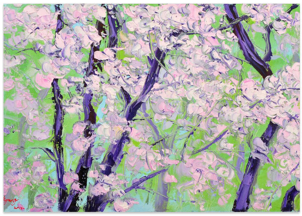 cherry blossoms oil on canvas