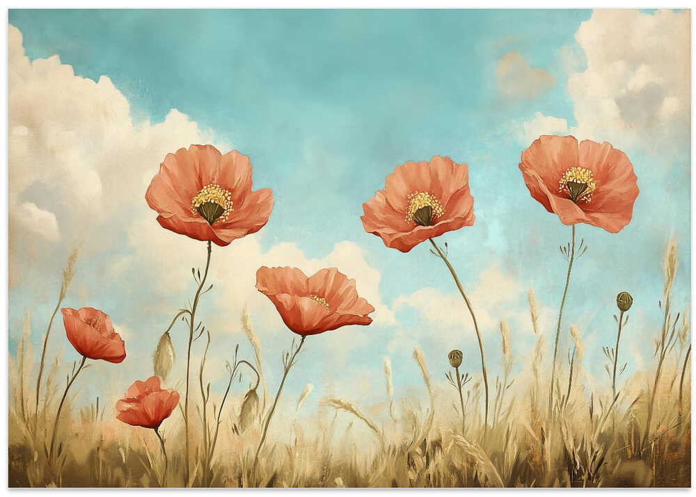 Vibrant Red Poppies Swaying