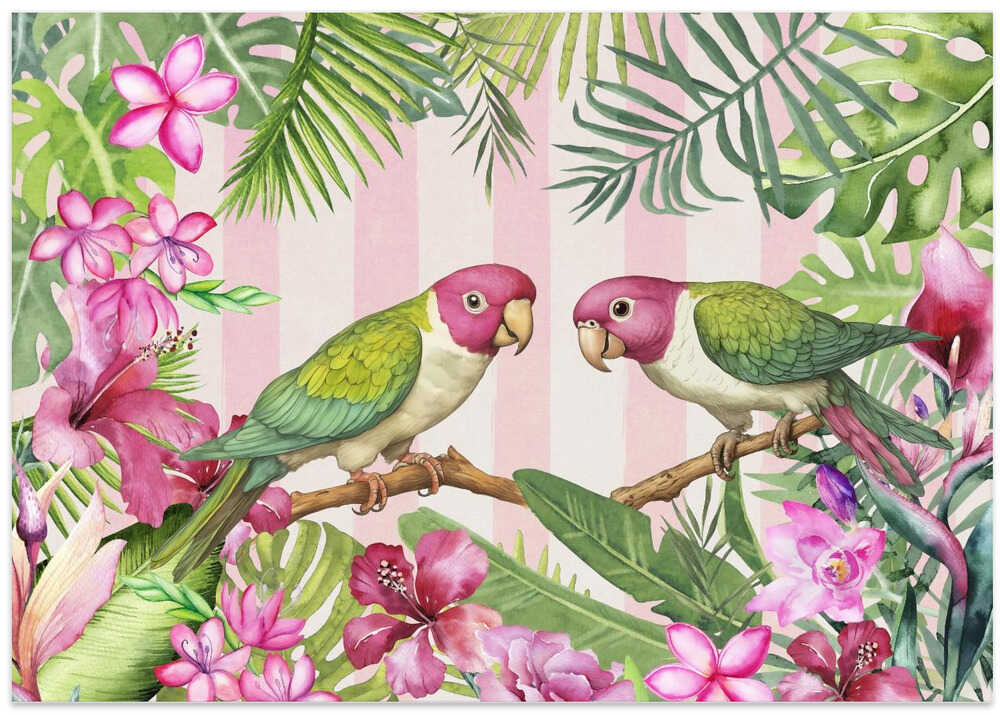 Parakeets Flower Garden