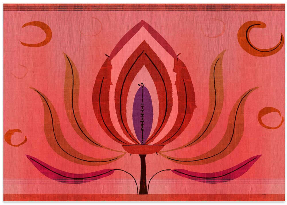 Blooming Lotus Embroidered Art Print