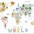 Map of the World with Cute Animals
