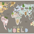 Map of the World with Cute Animals
