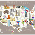Illustrated Map of the USA by Artist Carla Daly