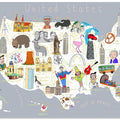Illustrated Map of the USA by Artist Carla Daly