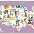 Illustrated Map of the USA by Artist Carla Daly