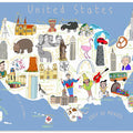 Illustrated Map of the USA by Artist Carla Daly