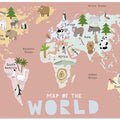 Map of the World with Cute Animals