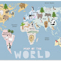 Map of the World with Cute Animals