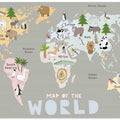 Map of the World with Cute Animals