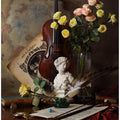 Still life with violin and bust