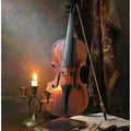 Still life with violin and candle