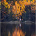 Lake house in autumn colors