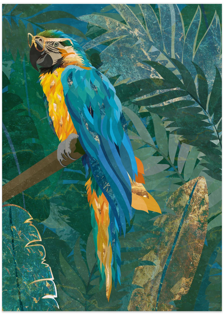 Blue parrot in the rainforest
