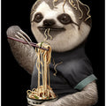 Canvas Art Print SLOTH EATING NOODLE