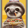 Canvas Art Print SLOTH SELLING HOTDOGS