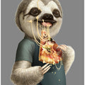 Canvas Art Print sloth eat pizza