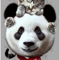 Canvas Art Print cat on panda bear