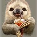 Canvas Art Print sloth and soft drink